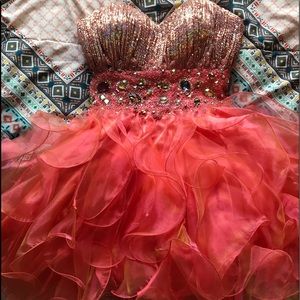 Shail K. Salmon Colored Homecoming/Prom Dress
